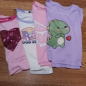 Cute Graphic Crop Tops Set - Pink, White, Purple